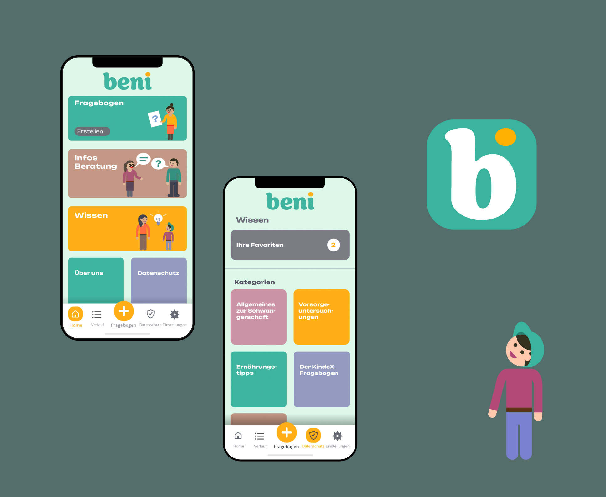 beni App-Design, App-Icon und Illustration